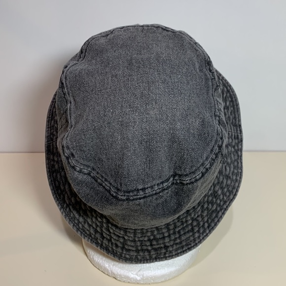 Newhattan Short Brim Visor Denim Smoke Cotton Bucket Sun Hat - Picture 3 of 5